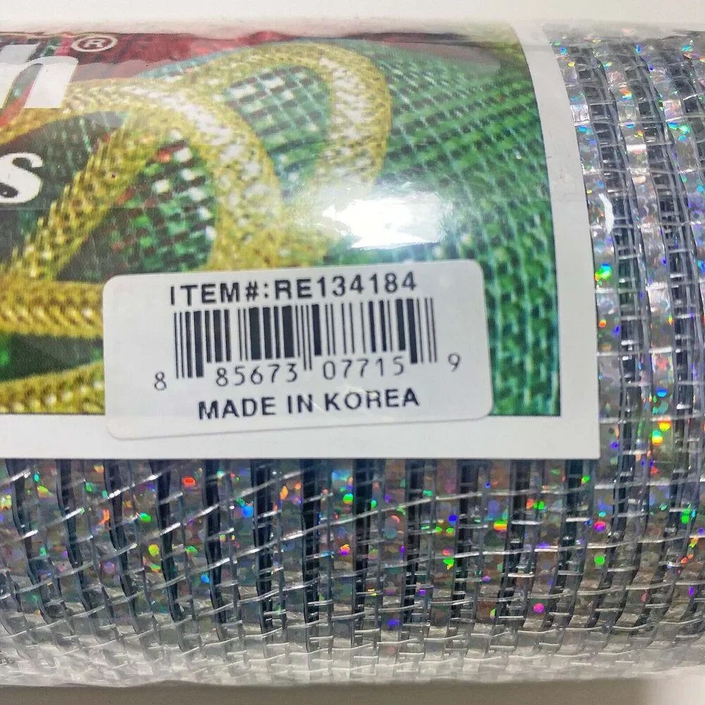 Deluxe Wide Platinum Silver Foil Mesh Ribbon Size 10 inch x 30 Feet , 1 Roll